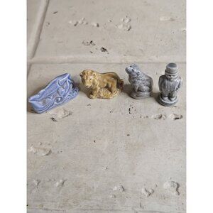 Vintage Wade of England Circus Figurines: Ringmaster, Tiger, Wolf , Blue Fish